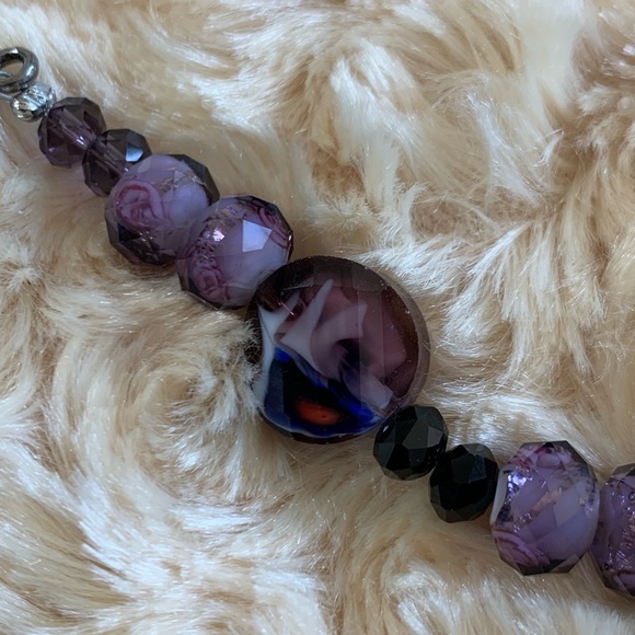 Cherry Blossom Swirl Artisan Made Stunning Glass Crystal Bead Collar Necklace - Picture 2 of 5